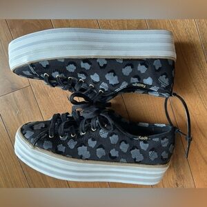 NEW Keds Women's Black Leopard Platform Sneakers Size 9